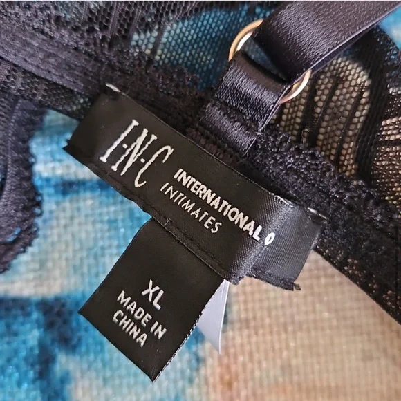 I.N.C. Intimates Size XL Black Sheer Lace and Mesh Bodysuit - Picture 6 of 15